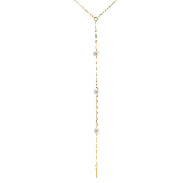 Multi Pearl Link Lariat Necklace | Adina Eden