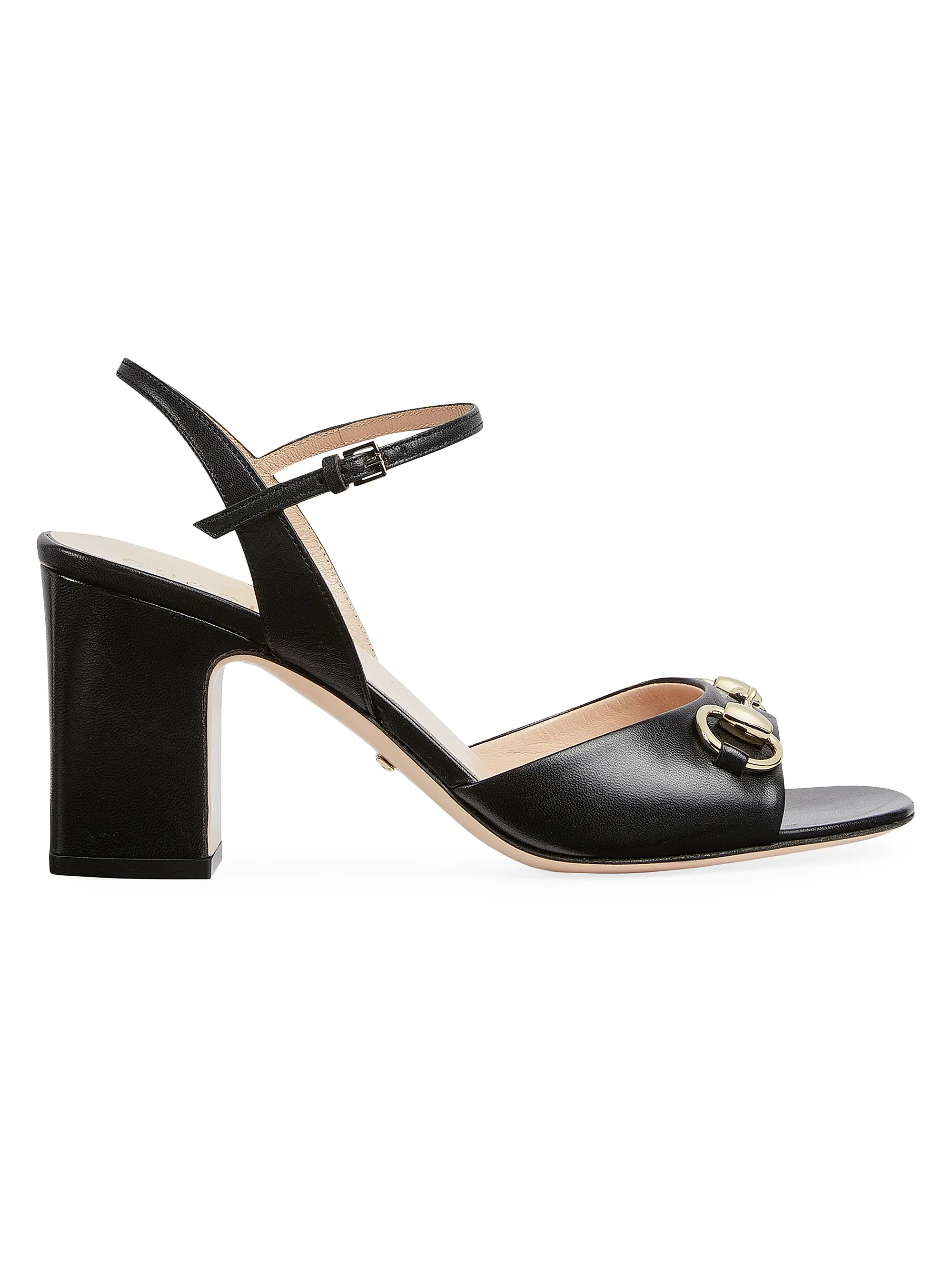 Gucci Lady Horsebit 75MM Leather Sandals | Saks Fifth Avenue | Saks Fifth Avenue