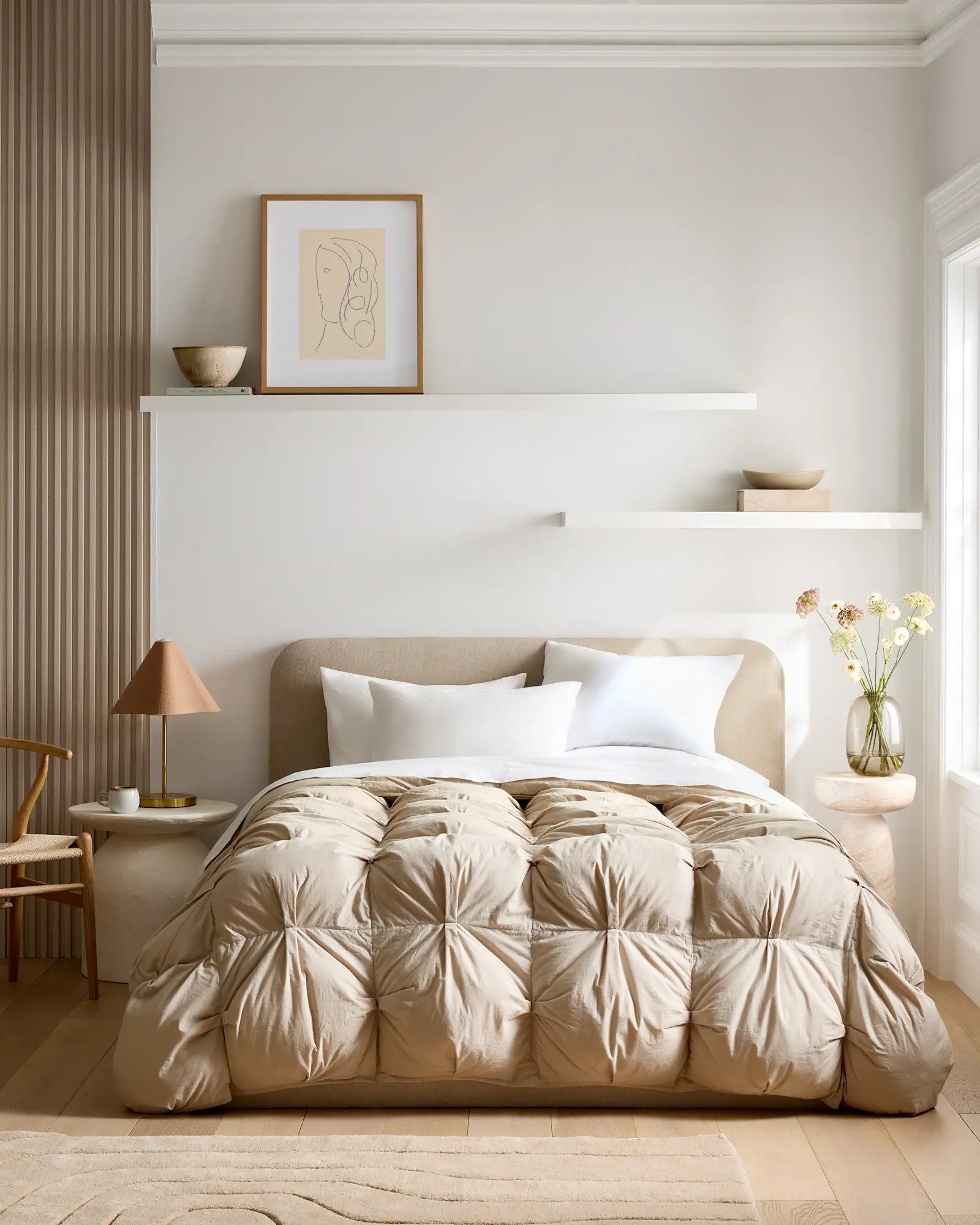 Cotton Pintuck Comforter in Toffee | Quince