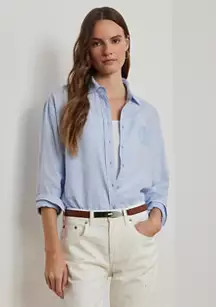 Oversize Floral Logo Linen Shirt | Belk