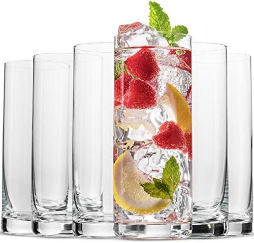 BENETI Exquisite Highball Drinking Glasses [Set of 6] Clear Water Glasses with Heavy Weighted Base,  | Amazon (US)