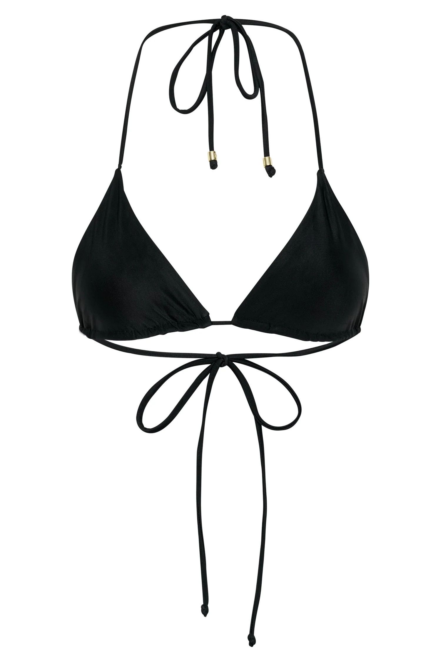 Kalli Recycled Nylon Triangle Tie Up Bikini Top - Black | MESHKI US