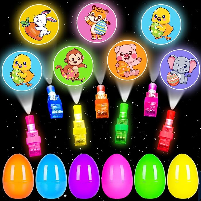 Easter Party Favors for Kids , 24 Pack Easter LED Light Up Finger Lights Easter Basket Stuffers f... | Amazon (US)