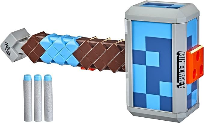 NERF Minecraft Stormlander Dart-Blasting Hammer, Fires 3 Darts, Includes 3 Official Elite Darts, ... | Amazon (US)