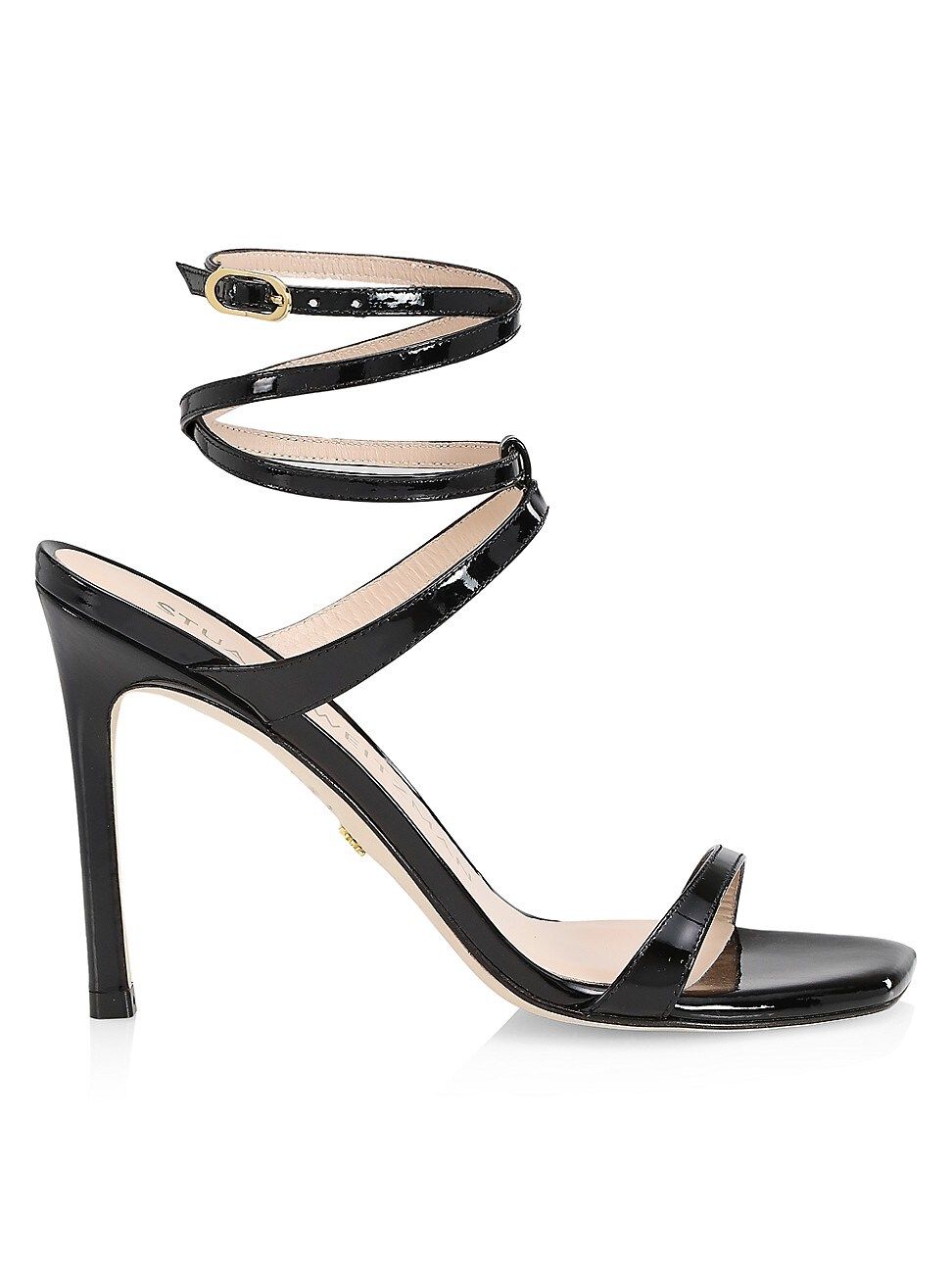 Stuart Weitzman Ellsie Ankle-Wrap Patent Leather Sandals | Saks Fifth Avenue