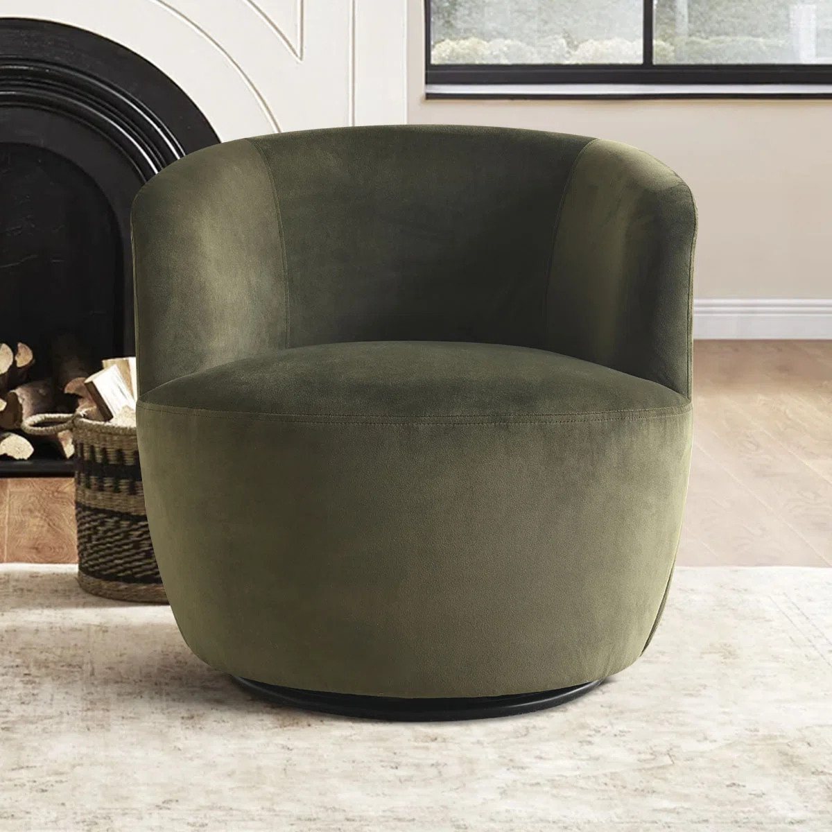 Graclynn 27.5'' Wide Velvet Swivel Barrel Chair | Wayfair North America