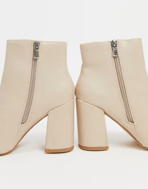 London Rebel heeled ankle boots in beige | ASOS (Global)