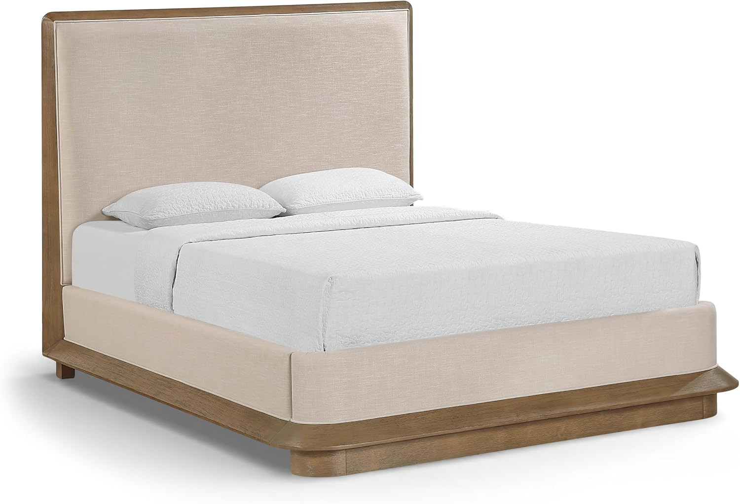 Meridian Furniture AdagioBrown-Q Adagio Collection Modern | Contemporary Queen Bed with Linen Textured Fabric, Rich Finish, Solid Wood Frame, Oak Veneer, 71.25" W x 80.75" D x 60" H, Brown, Queen | Amazon (US)