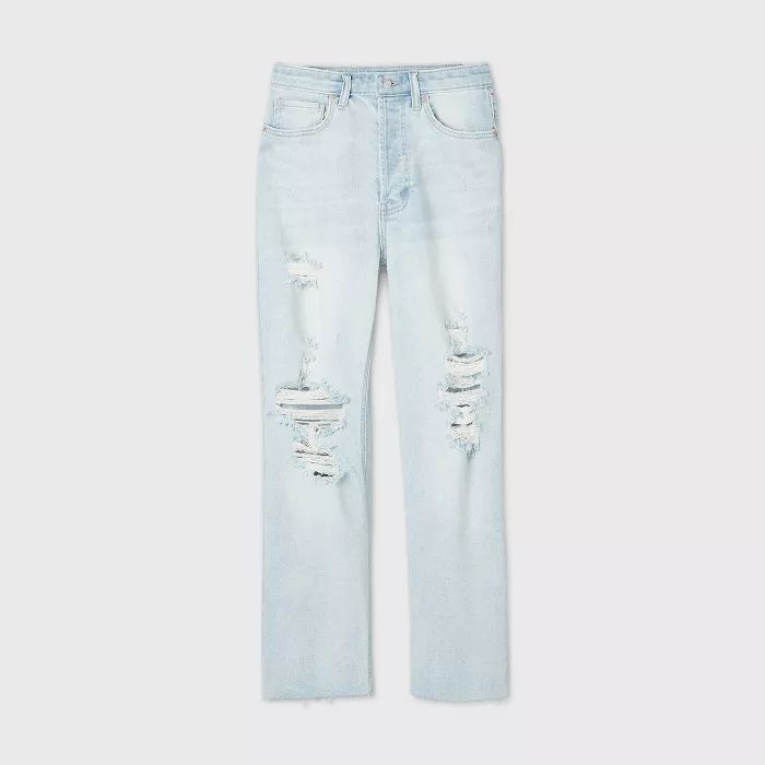 Women's High-Rise Distressed Straight Jeans - Wild Fable™ Light Wash | Target