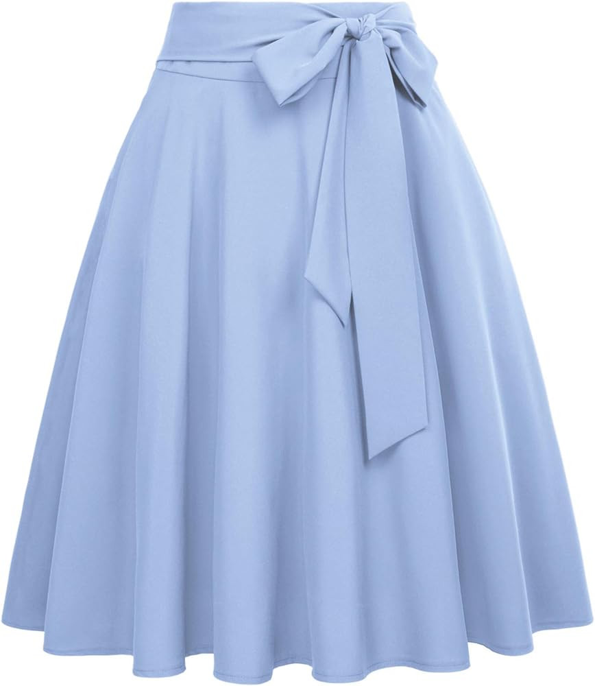Belle Poque Women's High Waist A-Line Pockets Skirt Skater Flared Midi Skirt | Amazon (US)