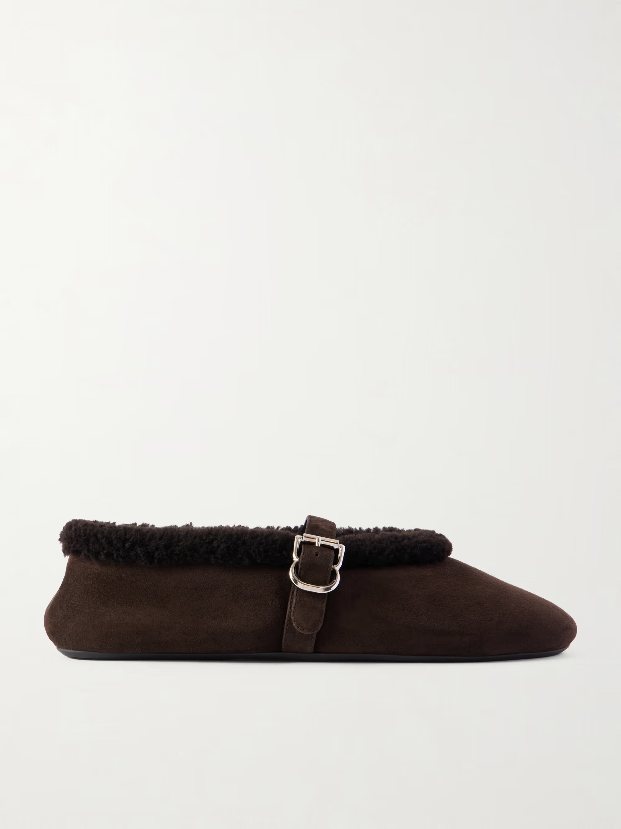 Buckled shearling ballet flats | NET-A-PORTER (US)