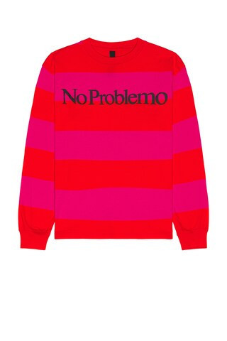 No Problemo No Problemo Striped Long Sleeve Tee in Red - Red. Size XL/1X (also in L). | FWRD 
