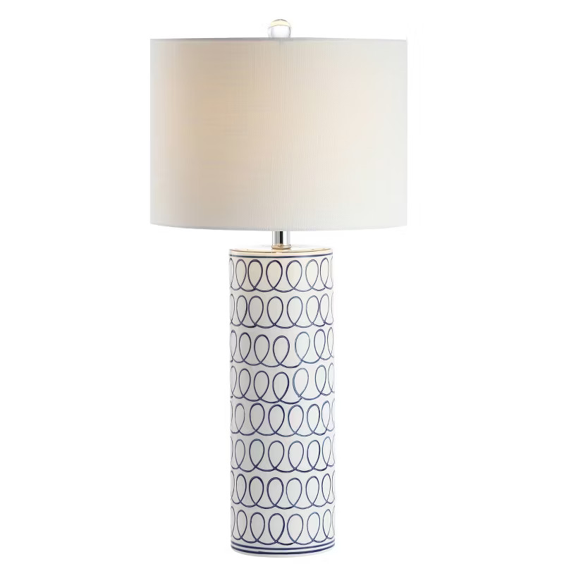 28.75" Ceramic Loop Modern Column Table Lamp (Includes LED Light Bulb) Blue and White - Jonathan ... | Target