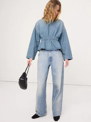 Denim Cinch-Waist Top | Banana Republic (CA)