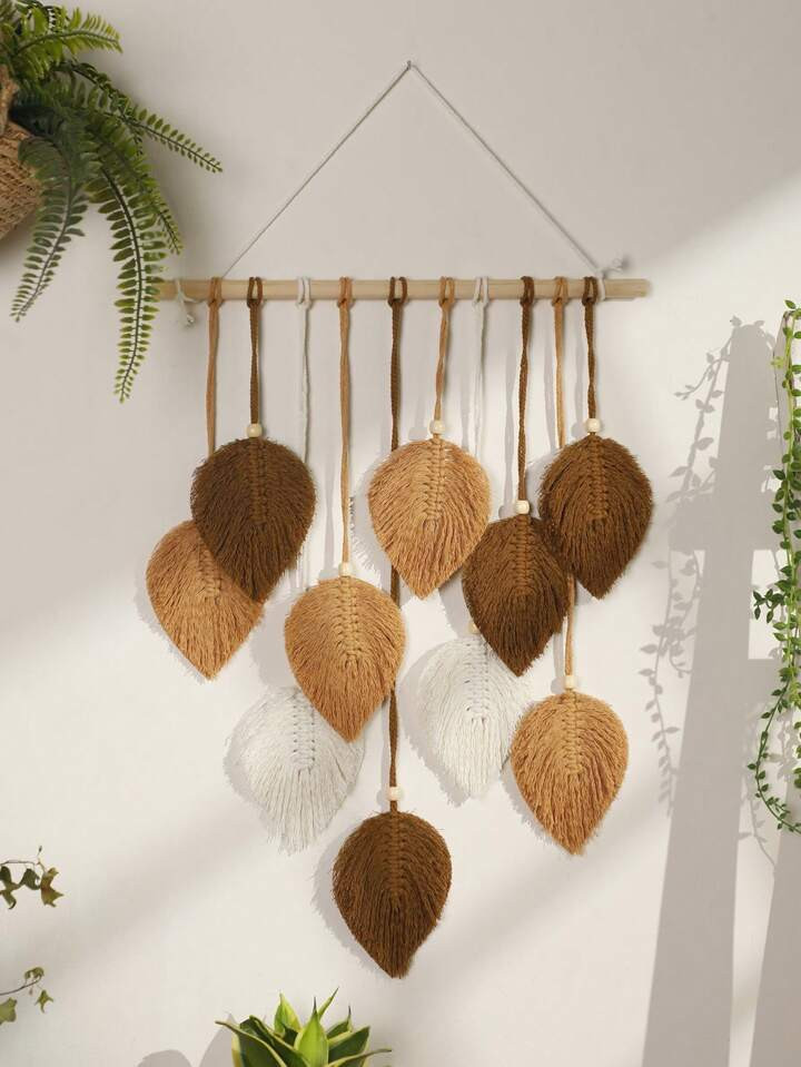 1pc,Macrame Wall Hanging Boho Wall Decor with Chic Woven Leaf Tassels Art Boho Chic Woven Decorat... | SHEIN