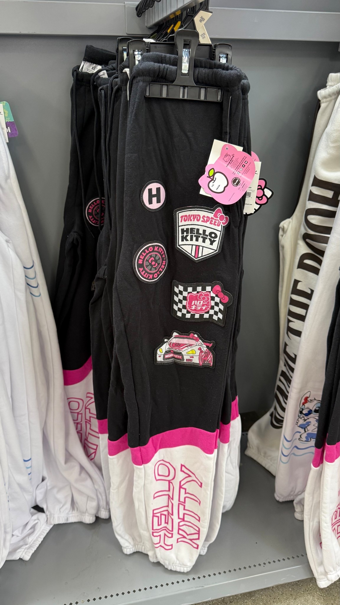 Hello Kitty Tokyo Speed black and pink sweatpants. I love the patch work on these. Soft and comfy!

#LTKootd #LTKgrwm