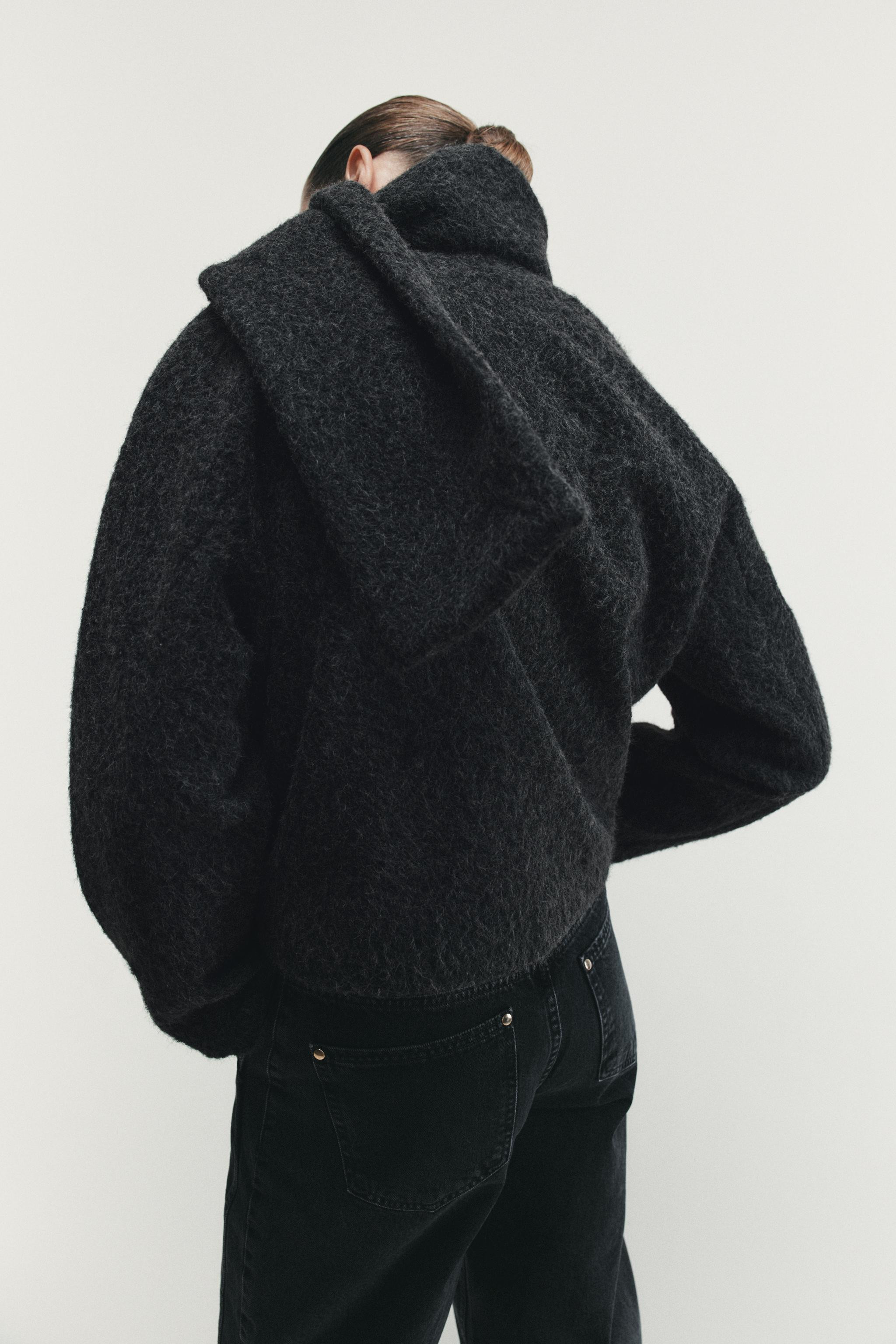 SHORT BOUCLÉ COAT WITH SCARF | Zara UK