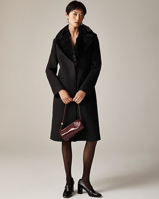 Collection Savoy faux fur-trim topcoat in Italian wool-blend melton | J. Crew US