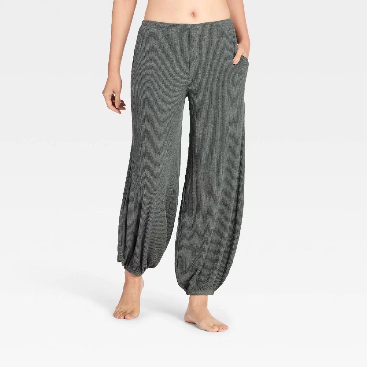Women's Cozy Ribbed Balloon Jogger Pants - Auden™ Dark Gray 2X | Target