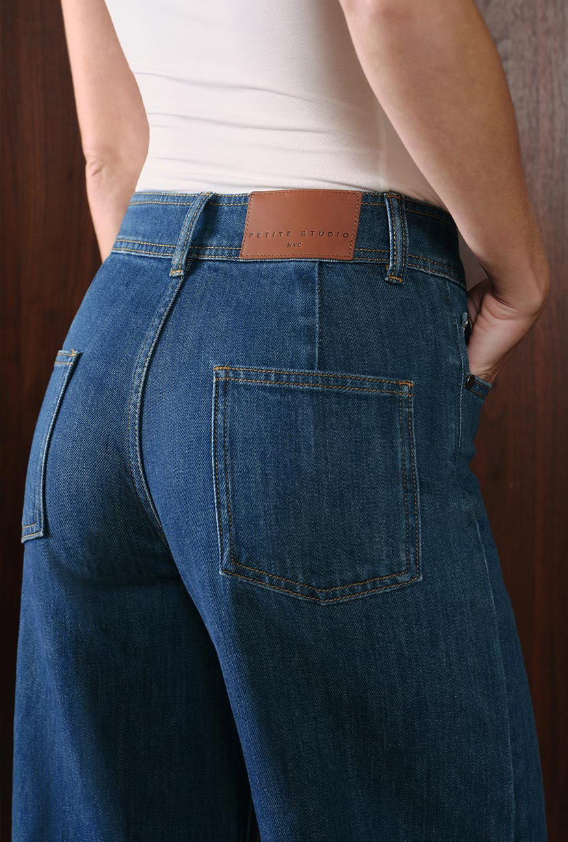 Esme High-Rise Wide-Leg Cropped Jeans - Vintage Indigo | Petite Studio NYC