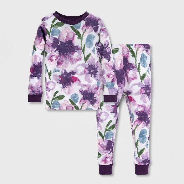 Burt's Bees Baby® Toddler Girls' 2pc Organic Cotton Pajama Set - Purple | Target