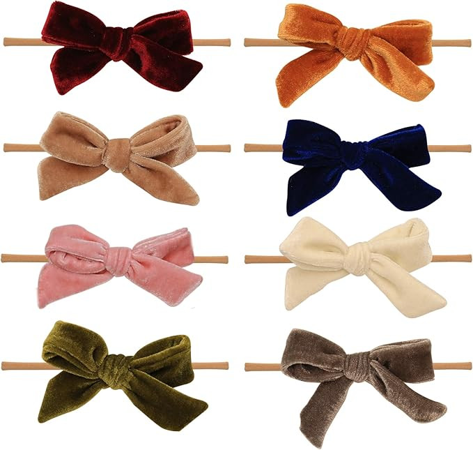 Baby Girl Headbands and bows - Nylon Headband Fits newborn toddler infant girls | Amazon (US)