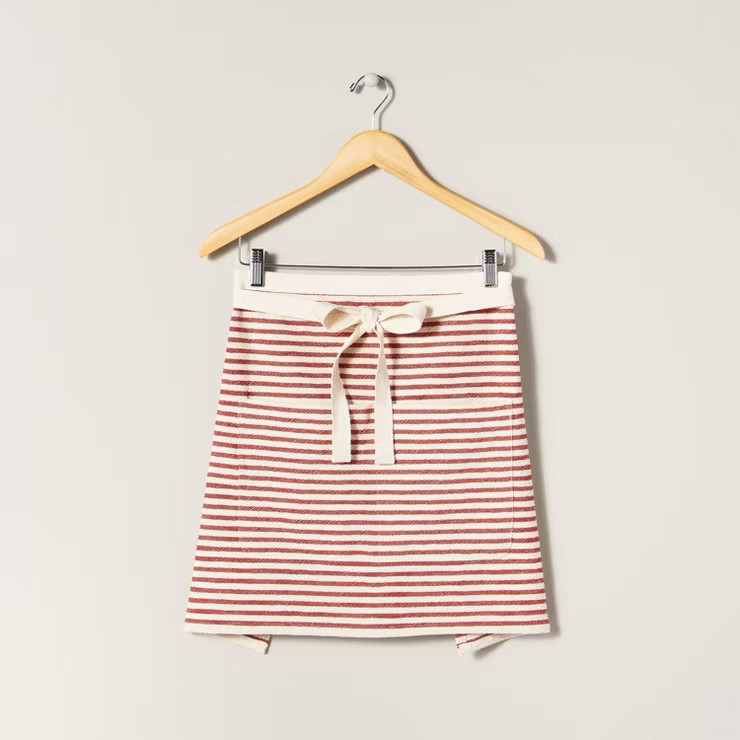 Ticking Stripe Waist Cooking Apron Dark Red/Cream - Hearth & Hand™ with Magnolia | Target