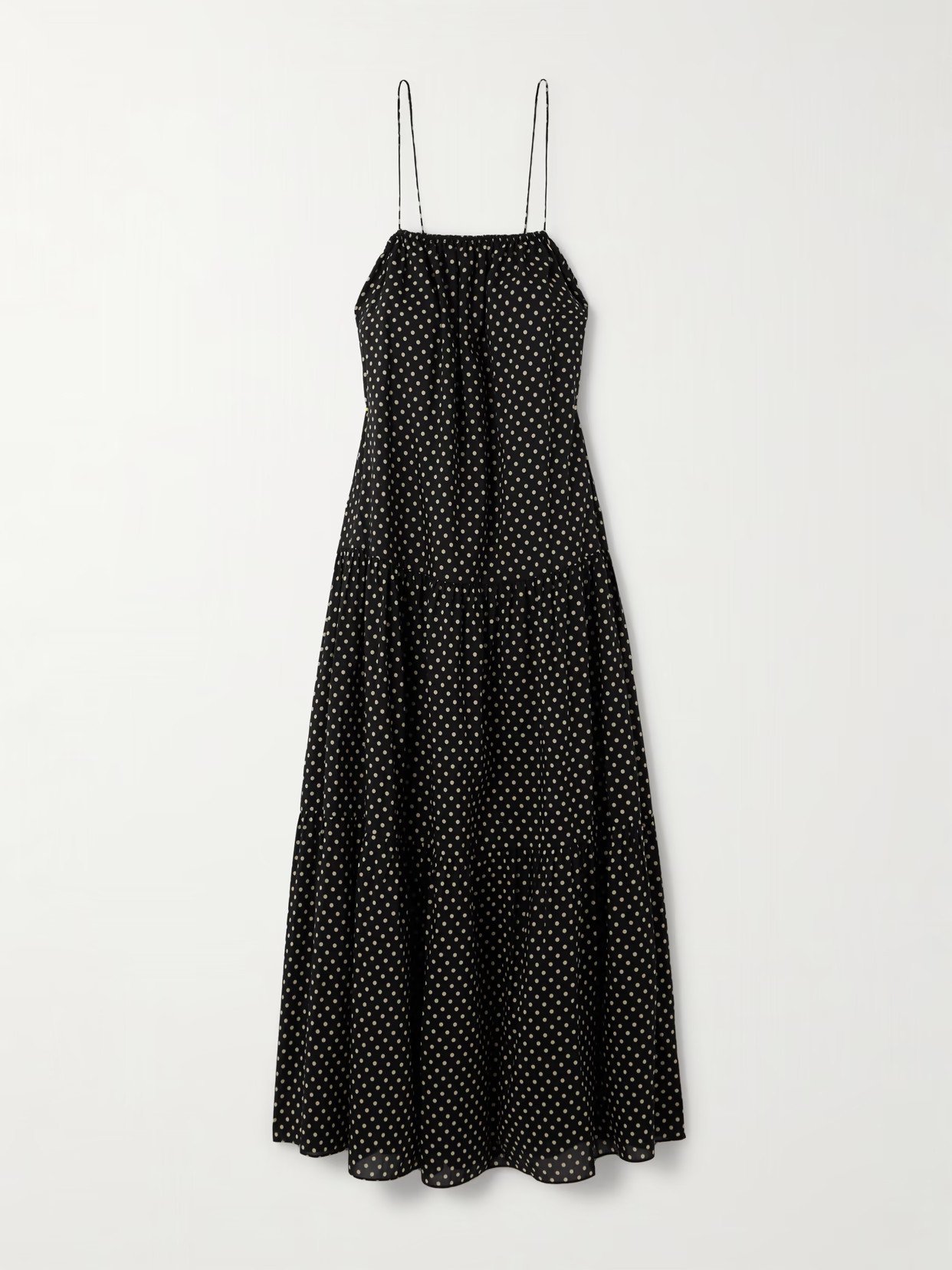 Matteau - Tiered Organic Cotton And Silk-blend Midi Dress - Black - 4 | NET-A-PORTER APAC