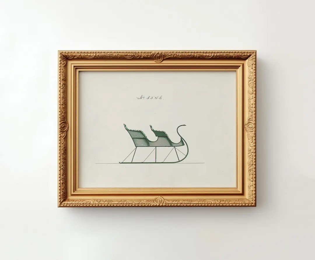 Vintage Christmas Sleigh Printable | Neutral Cottage Core Wall Art | Designer Holiday Decor Downl... | Etsy (US)