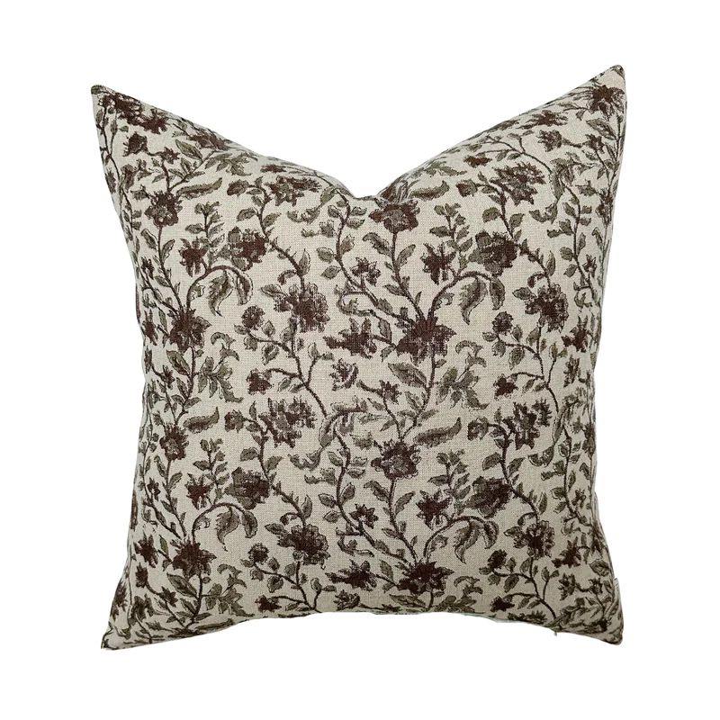 Bridgitt | Deep Rose & Sage Floral Pillow Cover | Linen & James