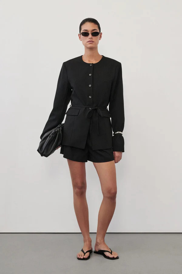 CYRUS BLACK COLLARLESS BLAZER | DISSH