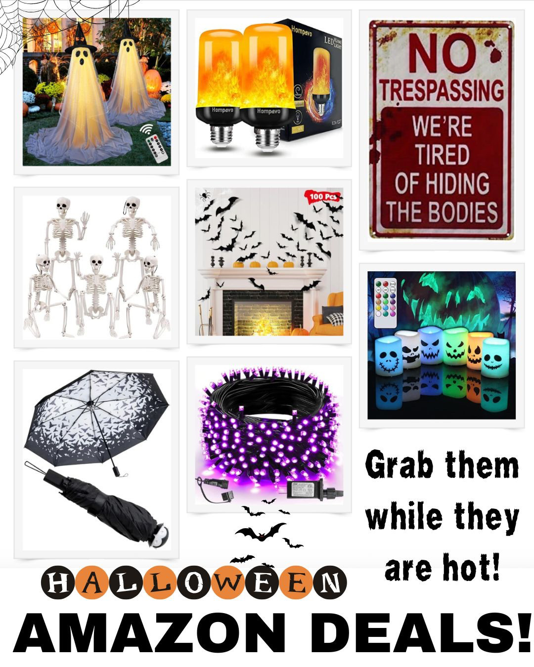 👻🎃 Spooky savings are here! Shop my Halloween SALE picks 🛒🖤 From skeletons 🦴 to bats 🦇, pumpkins 🎃, ghosts 👻, creepy signs, and even fire light bulbs 🔥💡—these hauntingly good deals will take your Halloween décor to the next level! Don’t miss out on these Halloween sale finds—perfect for last-minute decorating, parties, and spooky vibes. 🕸️🕷️
🛍️ Tap to shop the Halloween sale collection now! 🛍️
#HalloweenSale #HalloweenShopping #HalloweenDecor #SpookySavings #HalloweenDeals #LTKHome #LTKSale 

 #LTKSeasonal #LTKHome #LTKSaleAlert
