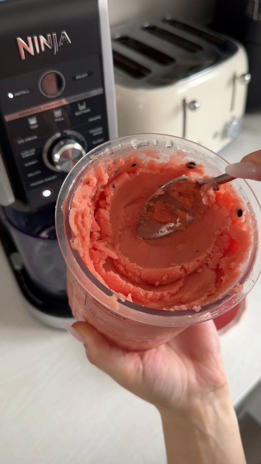 #AD @ninjakitchenuk are always serving with their products and this time they’re serving us ICE CREAM 🍦🍨  it’s the ninja creami deluxe!!!!! A whole documentary could be made about this machine because the possibilities and recipes are ENDLESS 👏🏼 my kids are going feral over this, imagine on a hot summers day, from healthy ice cream to sorbets and slushi’s. Best of all, I don’t have mum guilt because I can use fresh ingredients and adapt exactly how I want 🤭 as you know, I also have a son with multiple allergies, sourcing desserts can be tricky and I often find they are full of unnecessary ingredients and sugar, desserts for him have never been so easy and he feels so included 🥹🍦 thank you @ninjakitchenuk!!! #NinjaCreami #CreamiMyWay