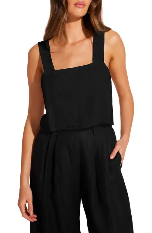 Vitamin A® Tallows Crop Linen Cover-Up Top in Black at Nordstrom, Size Large | Nordstrom