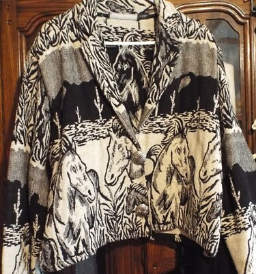 Horse Scene Blazer/Jacket VTG Western/Cowgirl by New Identity Women's XL | eBay US