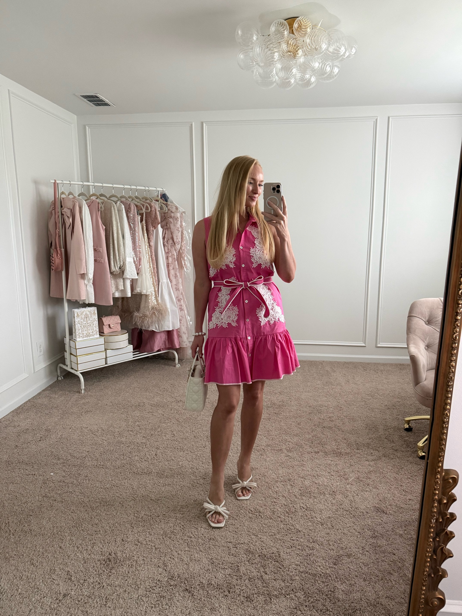 Gorgeous pink and white embroidered summer dress on major sale this weekend! Wearing a size small and it has nursing friendly buttons and you can wear a regular bra with it. 

Memorial Day weekend sale // shop AVARA sale // pink dress //. Nursing outfits // postpartum outfit

#LTKSaleAlert #LTKSeasonal #LTKmomlife
