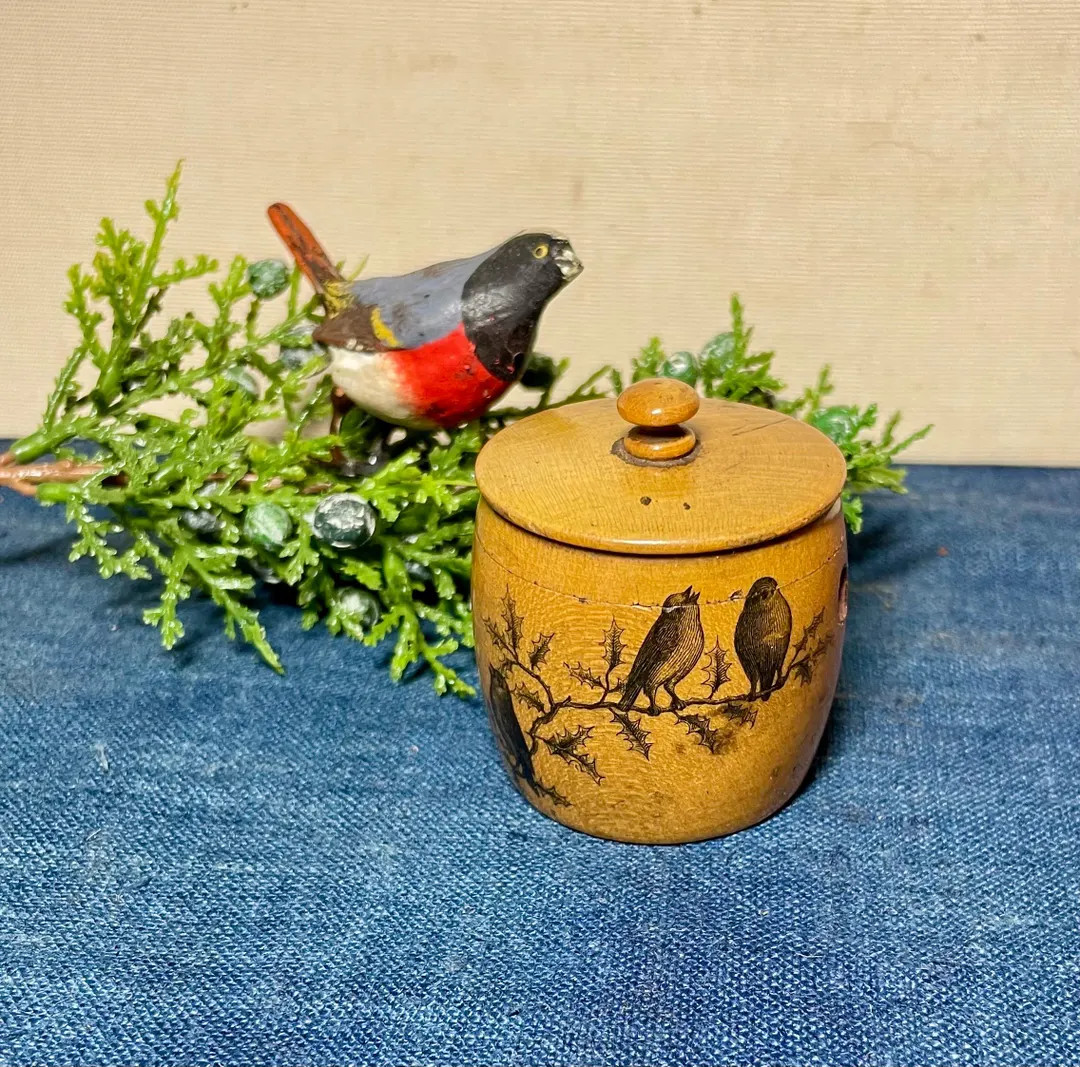 Antique Mauchline Bird Ware Trinket Pot - Etsy | Etsy (Global)
