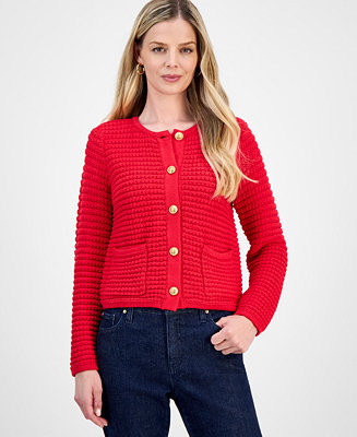 Petite Yarn-Blend Button-Down Cardigan Sweater | Macy's