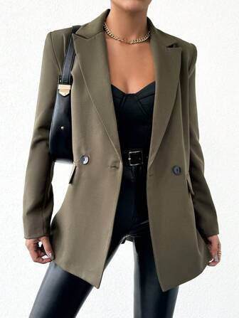 Description• Lapel • Regular Sleeve • Regular #Office Siren
    Size Guide
     Model... | SHEIN