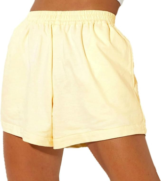 GOOCHEER Womens Workout Shorts Casual Summer Drawstring Running Sweat Shorts Elastic High Waist S... | Amazon (US)