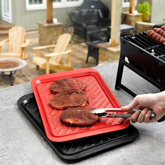 TP Serving Trays with Handles, Melamine Grill Prep and Serving Platters for Outdoor, Parties and ... | Amazon (US)