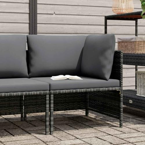 pokgdf Gray Poly Rattan Sectional Corner Sofa with Cushions, 4-Piece Outdoor Patio Furniture Set for Lounge, Durable Weather-Proof PE Wicker and Powder-Coated Steel Frame, Removable | Amazon (US)