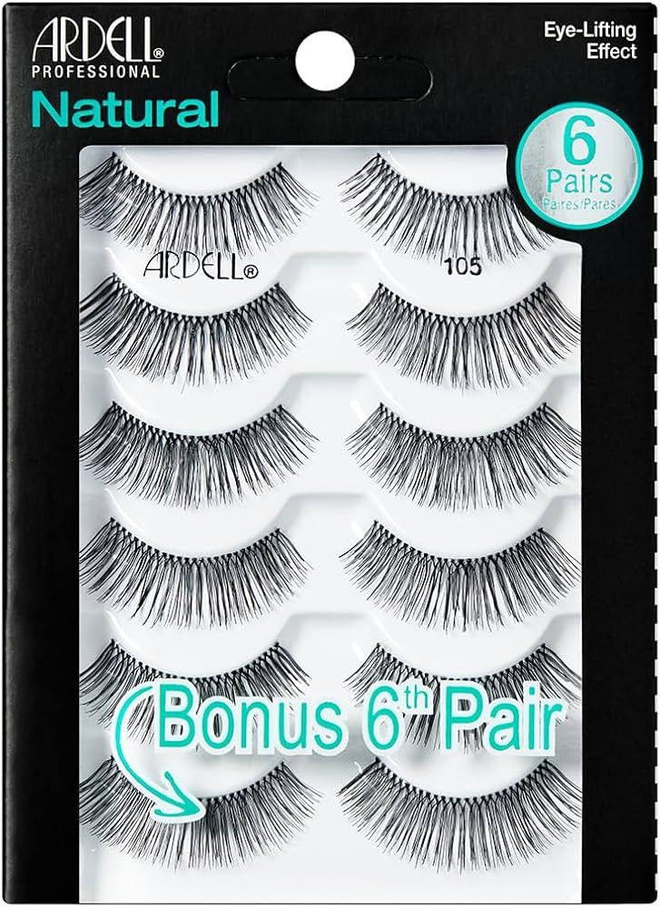 Ardell False Eyelashes Natural 105 - Black, Full Volume, Reusable, Natural Look Lashes, 5 Pairs, ... | Amazon (US)