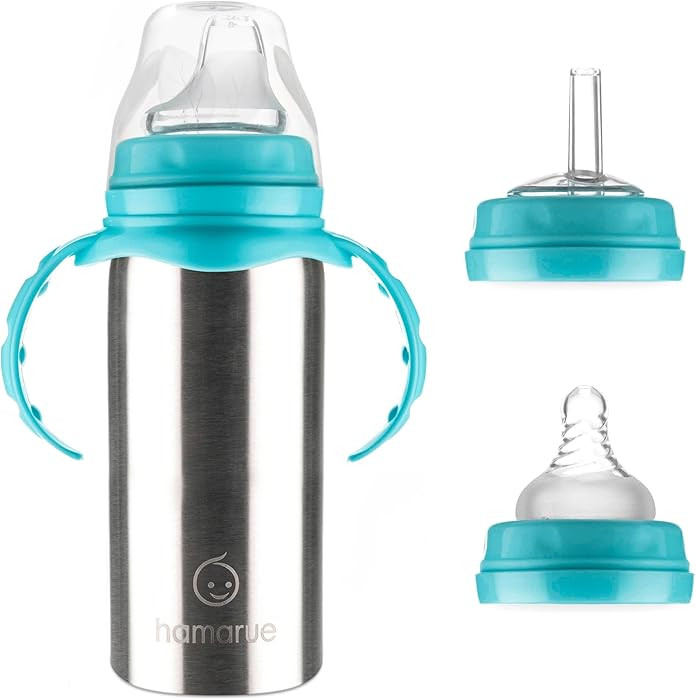 3-in-1 Stainless Steel Sippy Cups for Toddlers | Non-Toxic Insulated Stainless Steel Baby Bottle ... | Amazon (US)