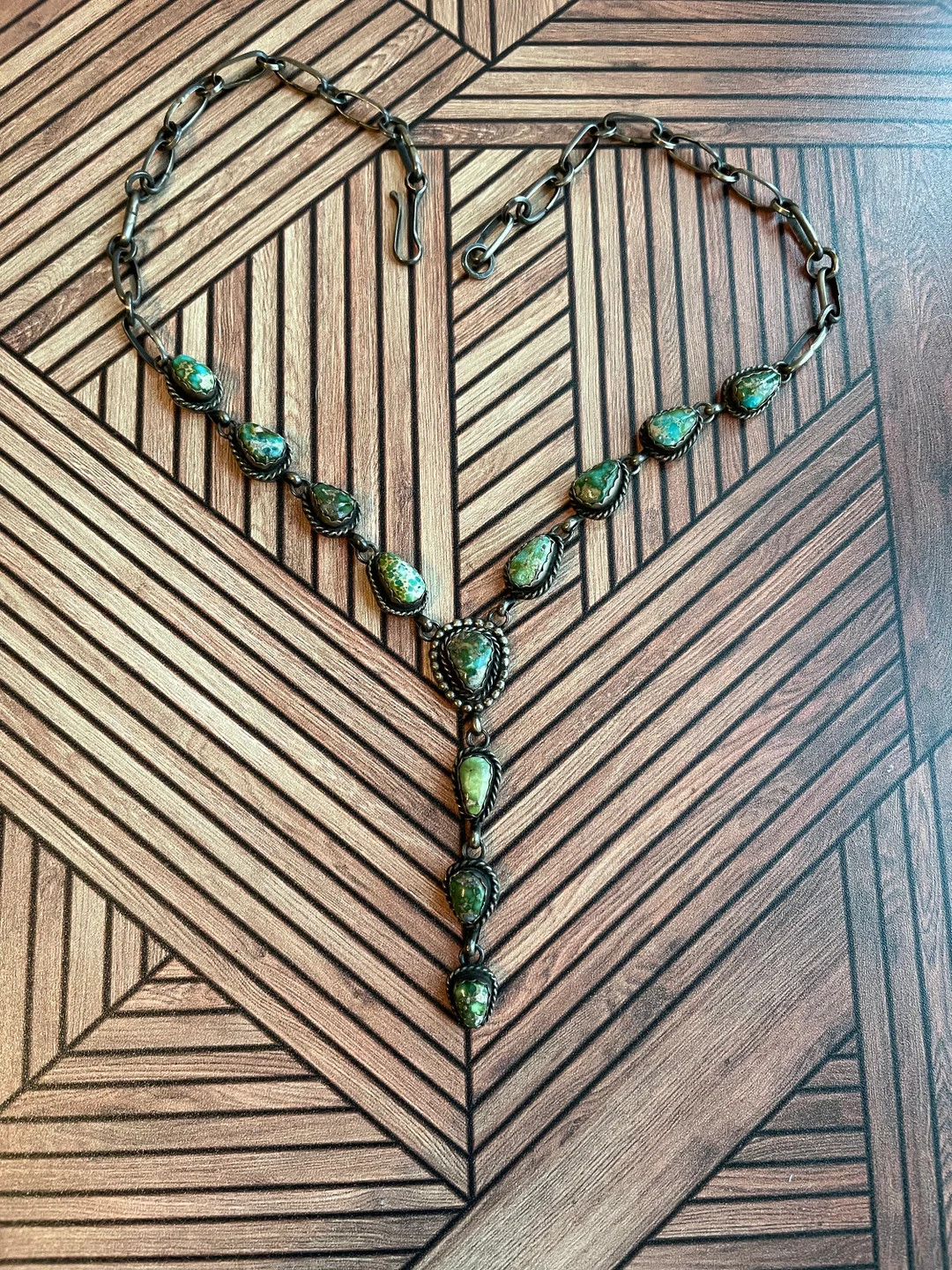 Gemmy Killer Royston Turquoise and Sterling Silver Signed Leigha Cleveland Lariat Necklace Layawa... | Etsy (US)