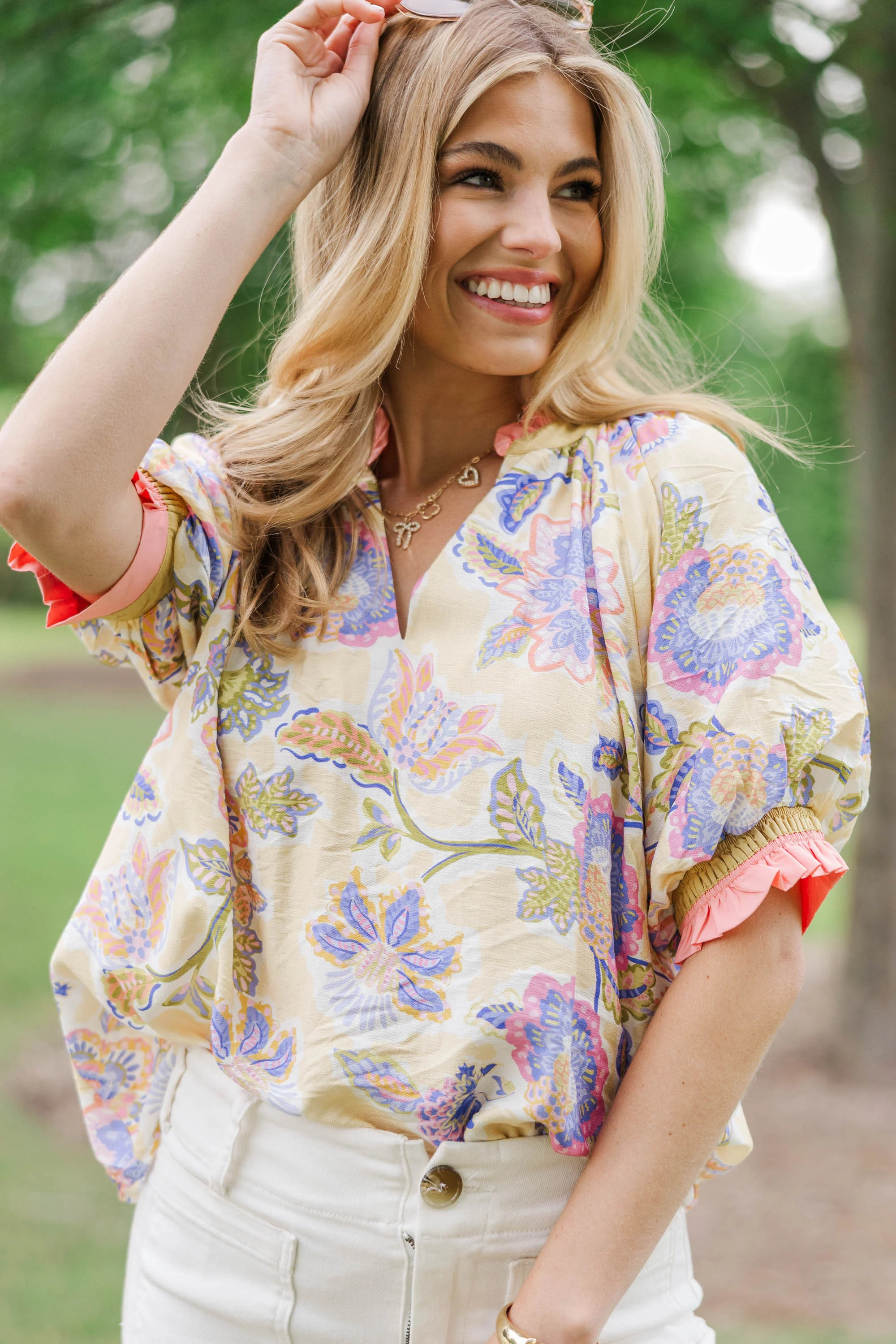 This One For Sure Yellow Floral Blouse | The Mint Julep Boutique