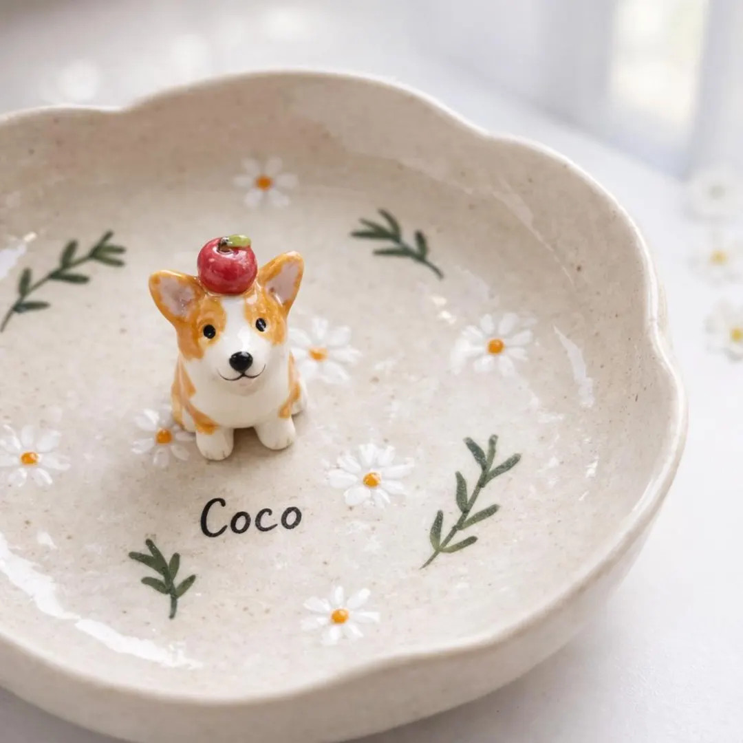 Custom 3D Pet Ring Dish, Daisy Ceramic Jewelry Tray, Hand-sculpted Dog Portrait Trinket Bowl | Etsy (Global)