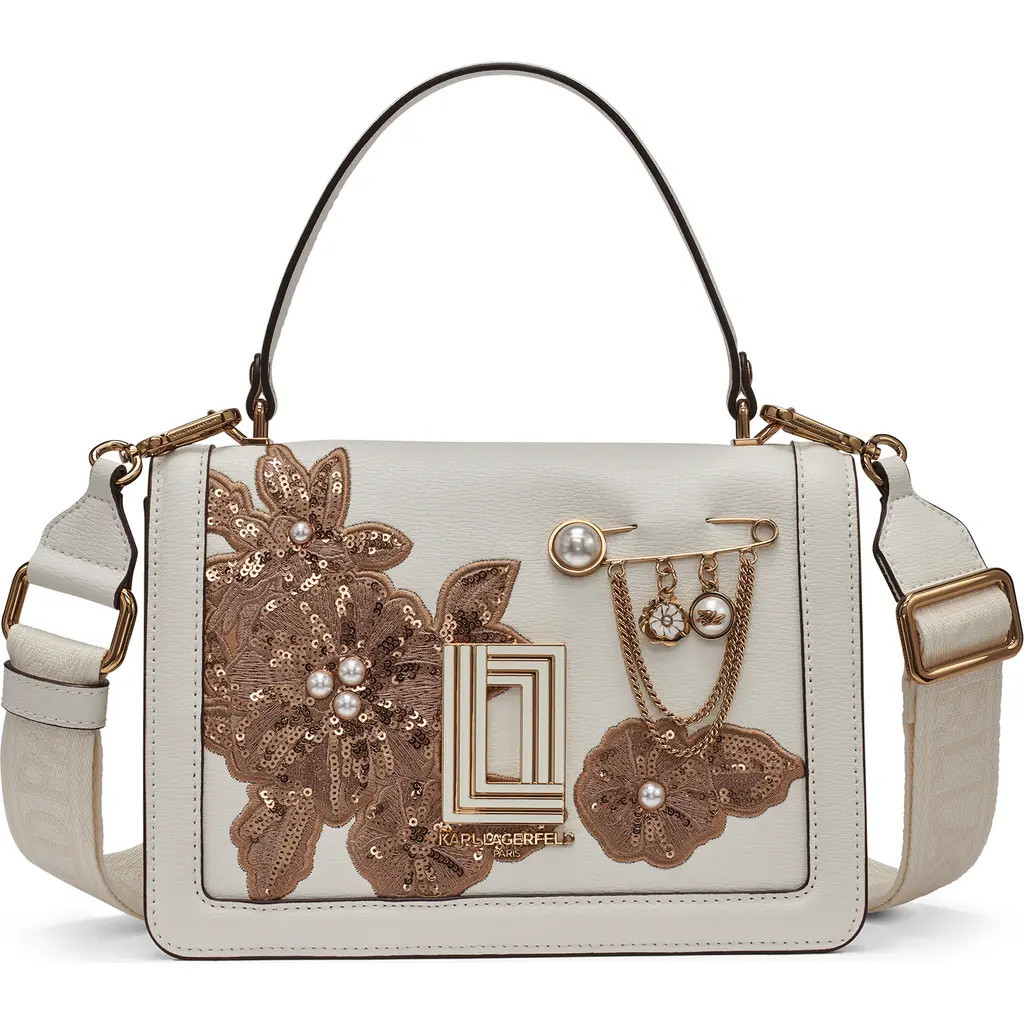 KARL LAGERFELD PARIS Simone Flap Crossbody Bag in Winter White at Nordstrom Rack | Nordstrom Rack