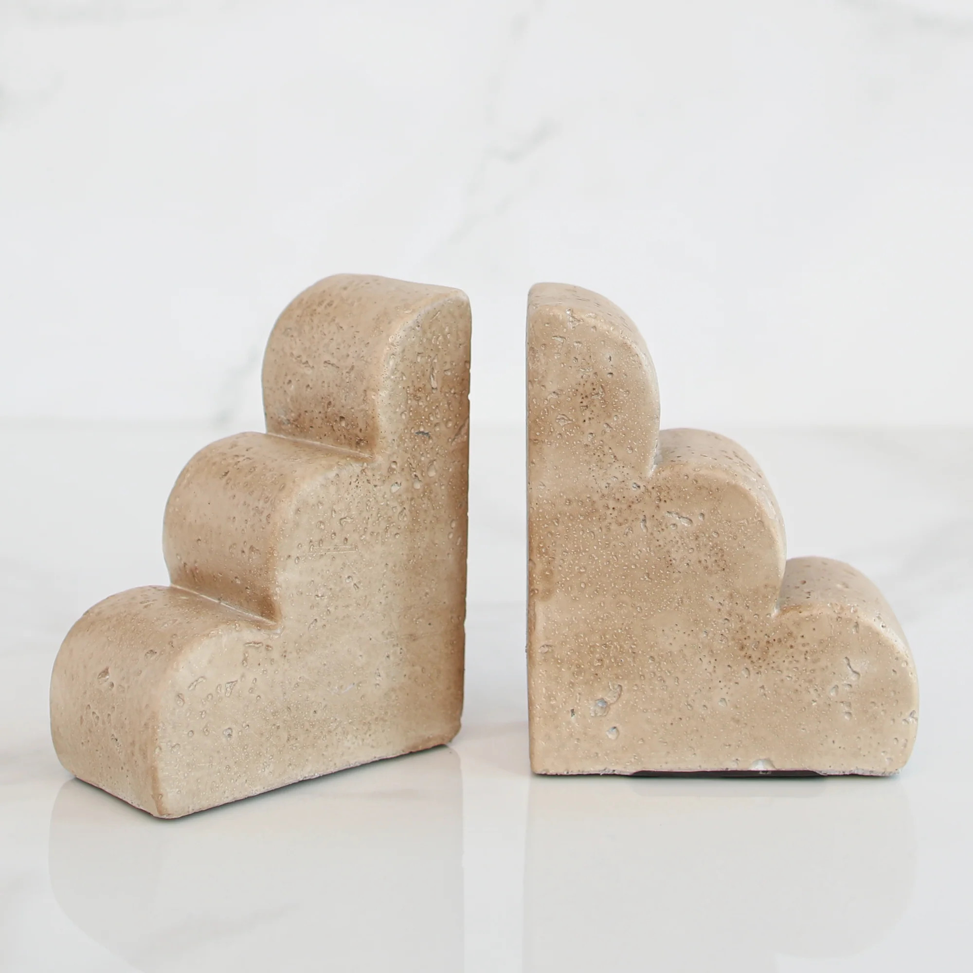 Scalloped Cement Bookends Set of 2 | Interior Delights