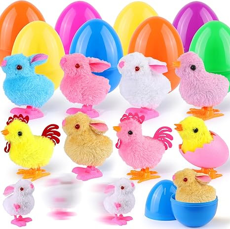 8 Pack Jumbo Easter Eggs Filled Wind Up Toys, Colorful Plastic Egg with Wind Up Jumping Chicks Bu... | Amazon (US)